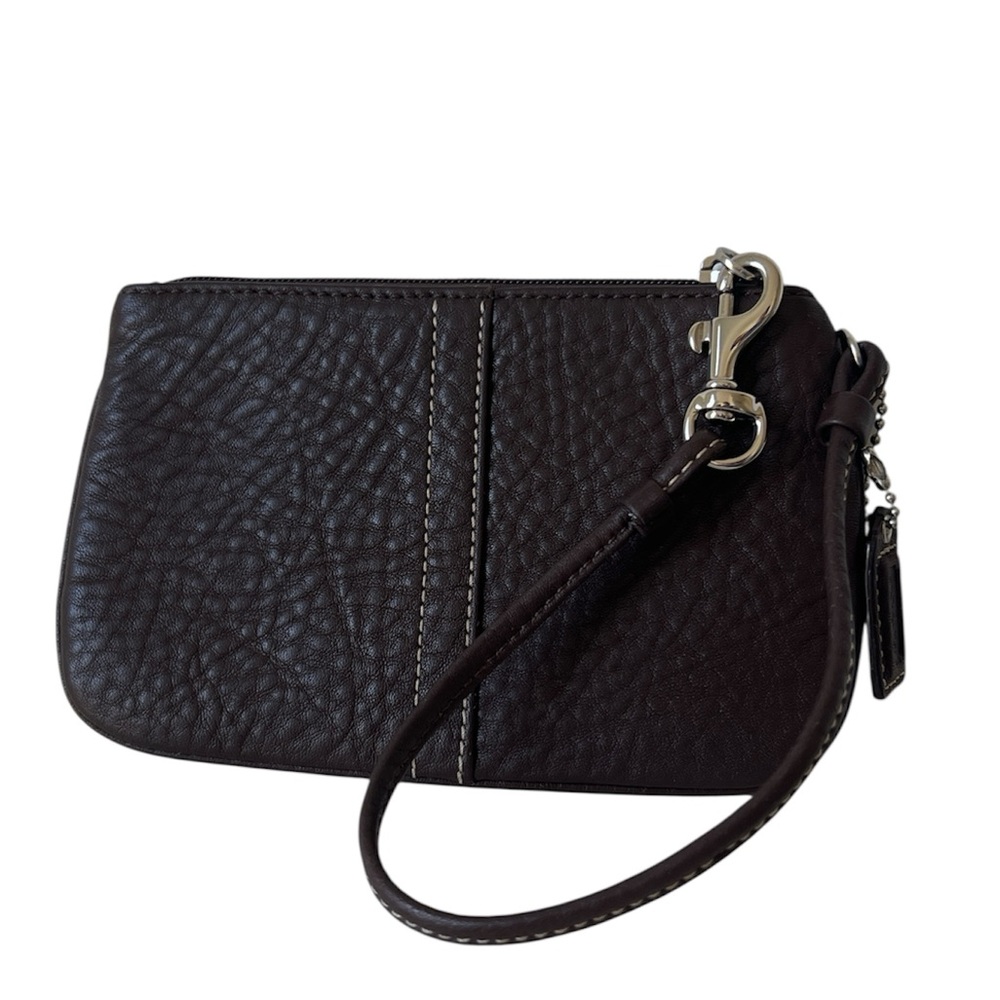 Coach Dark Brown Leather Wristlet
